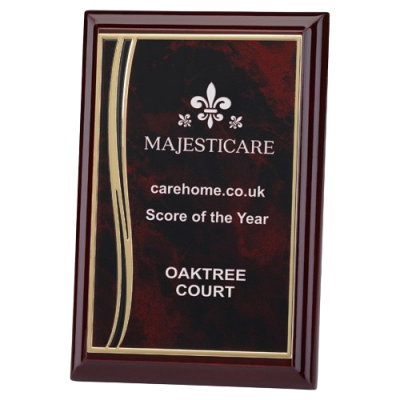 Rosewood Plaque With Red|Gold Aluminium Front