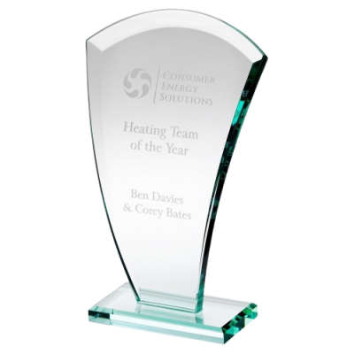 Jade Glass Curved V Plaque