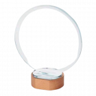 Clear Glass Circle on Light Wood Base