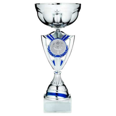 Silver/Blue Shield Trophy Cup